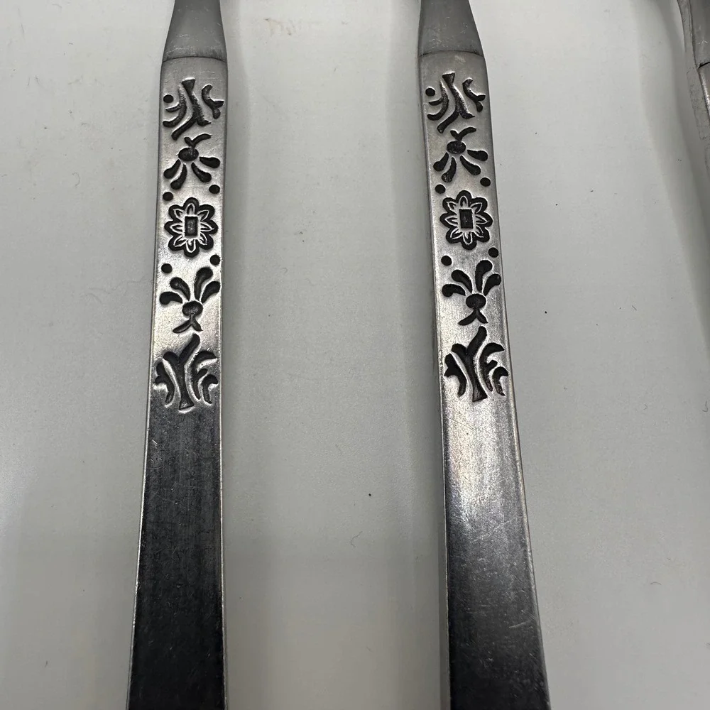EKCO Eterna Cantina Stainless Steel Teaspoons Set of 6 Floral Korea Vintage